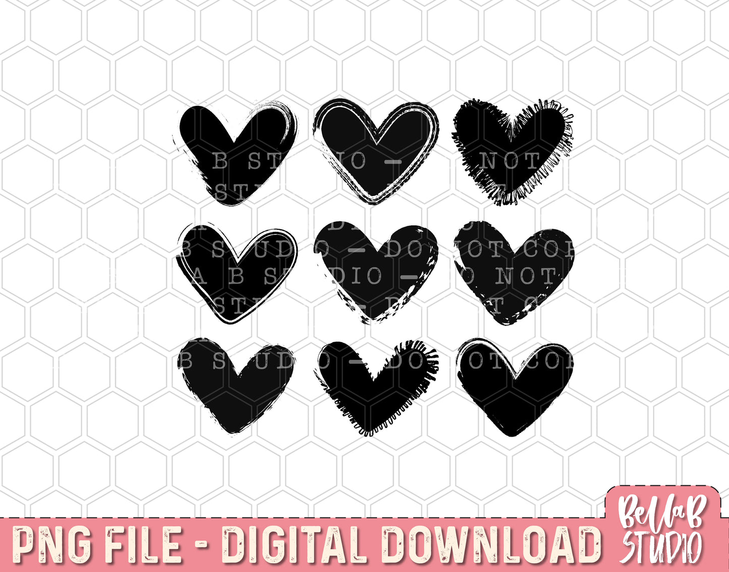 Scribble Valentine Hearts Sublimation Design