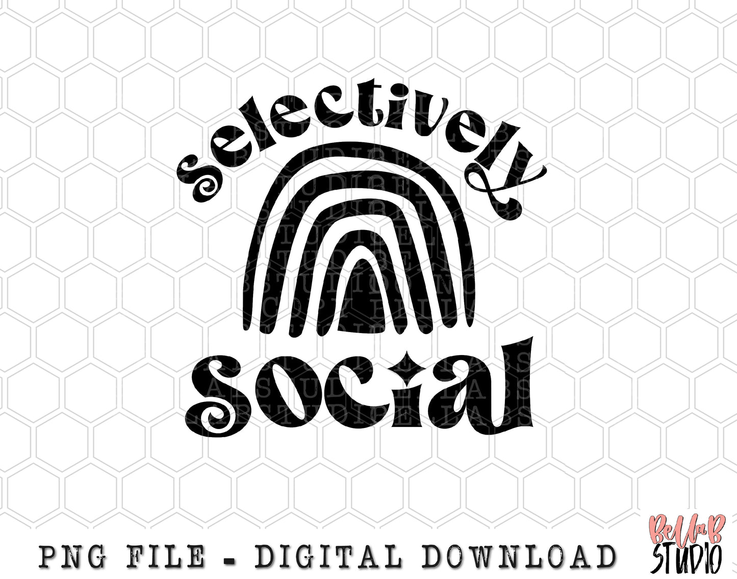 Selectively Social Rainbow PNG Sublimation Design