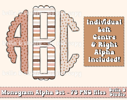 Cute Boho Scalloped Monogram Alpha Set