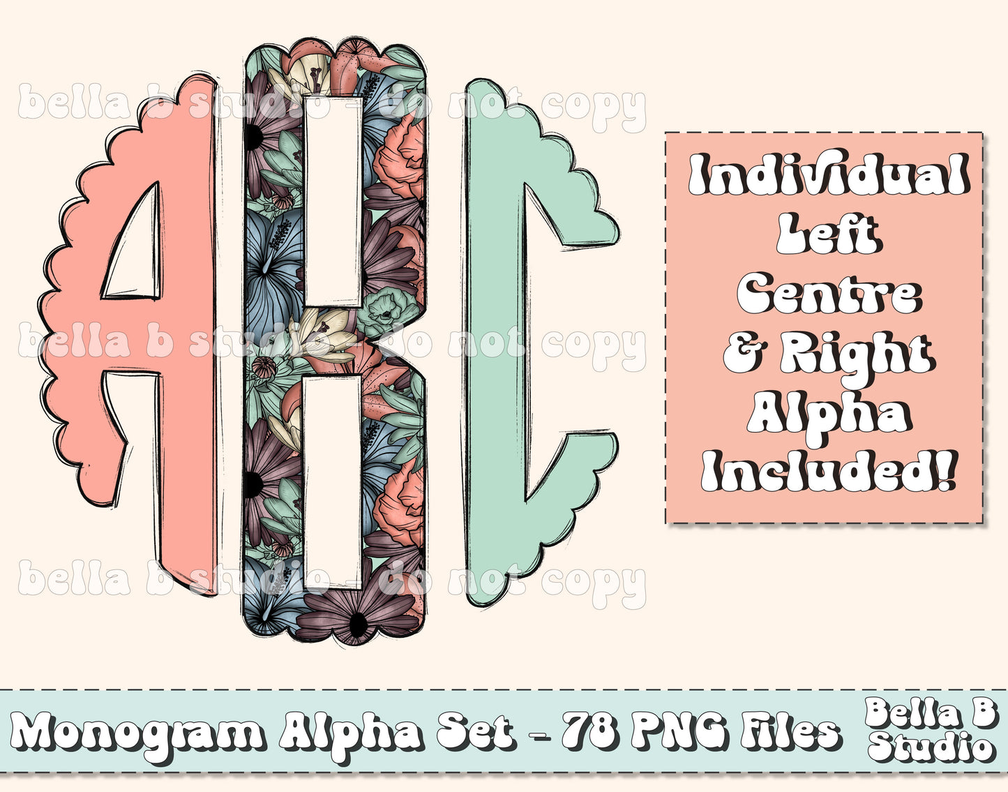 Floral Scalloped Monogram Alpha Set