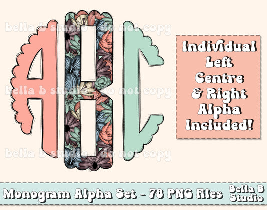 Floral Scalloped Monogram Alpha Set