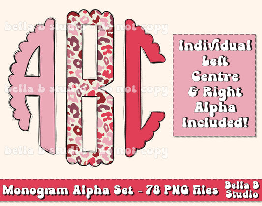 Valentine Leopard Scalloped Monogram Alpha Set