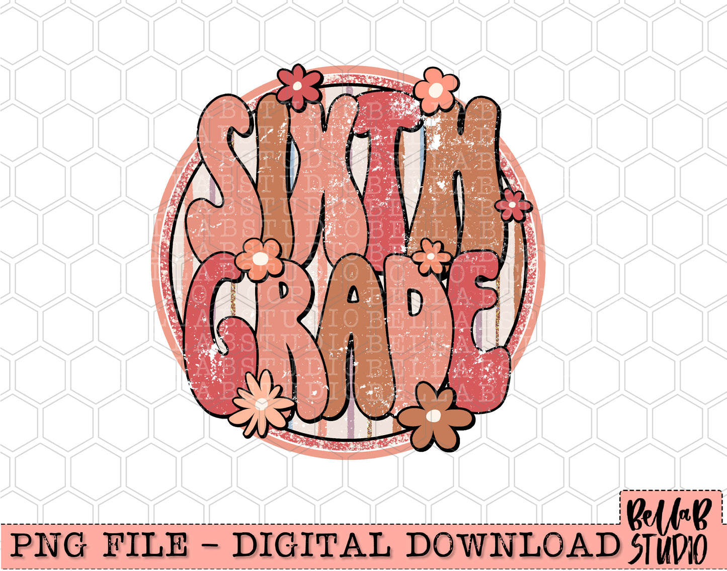 Boho Retro Sixth Grade PNG Design