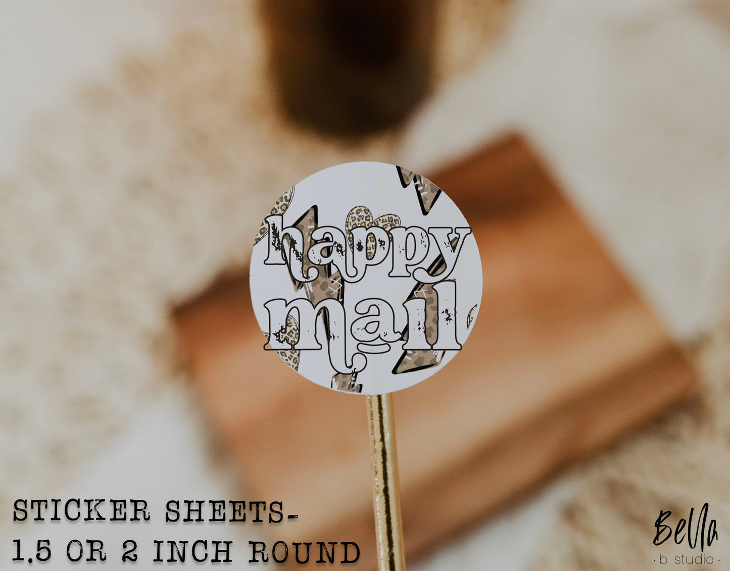 Lightning Bolt Happy Mail Sticker Sheet - Small Business Packaging Stickers