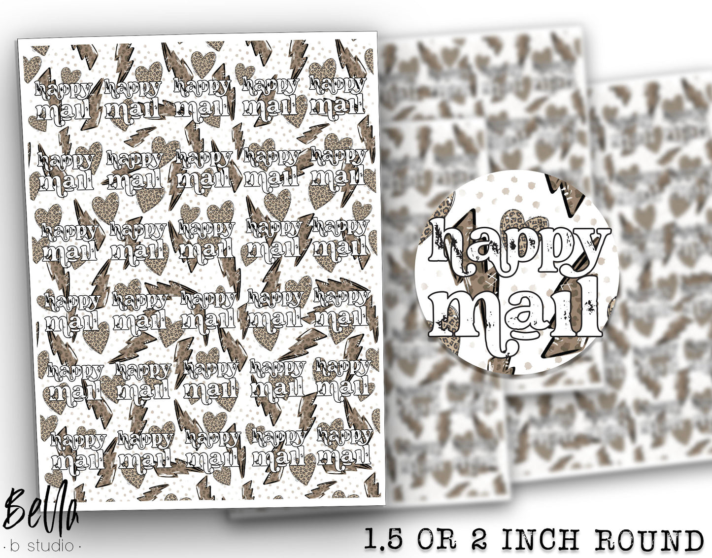 Lightning Bolt Happy Mail Sticker Sheet - Small Business Packaging Stickers