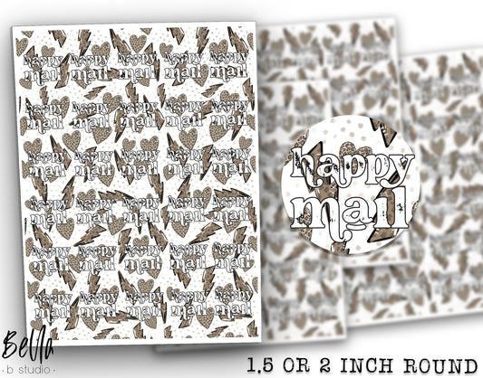 Lightning Bolt Happy Mail Sticker Sheet - Small Business Packaging Stickers