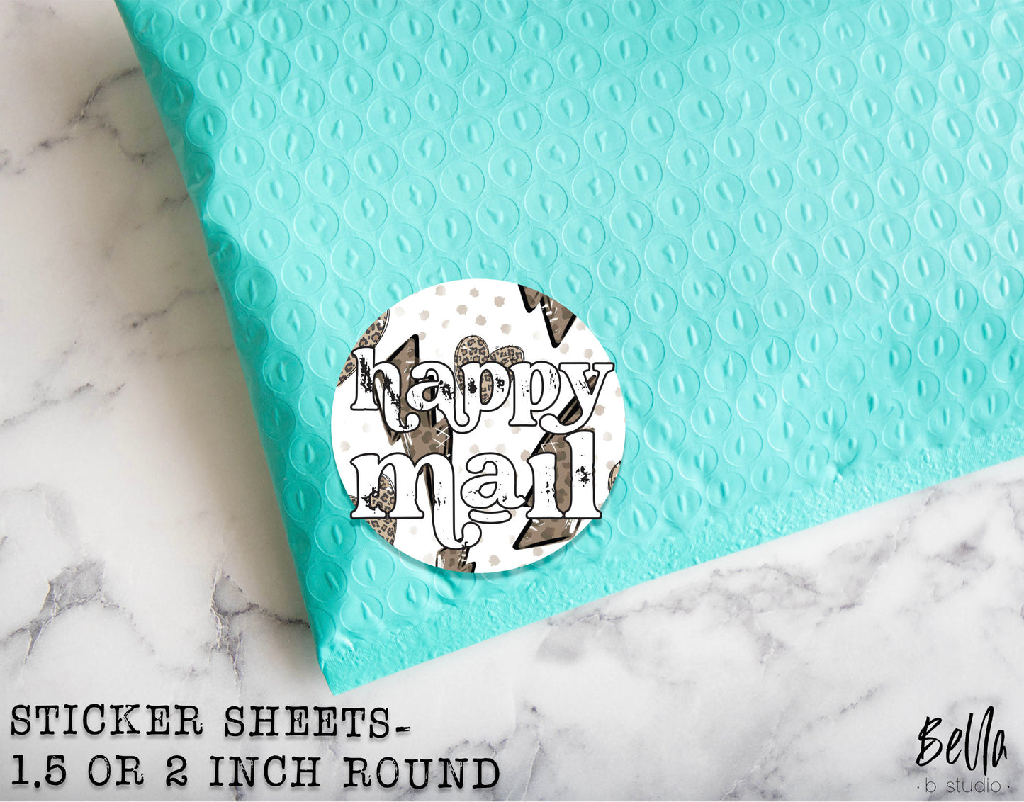 Lightning Bolt Happy Mail Sticker Sheet - Small Business Packaging Stickers