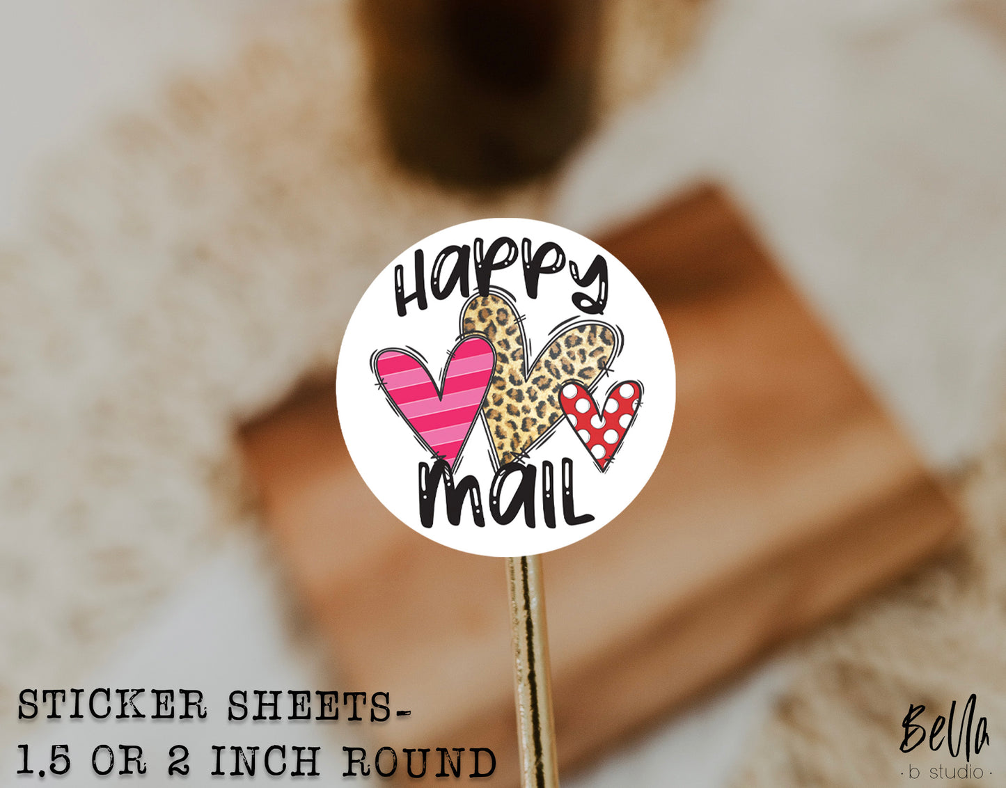 Valentine Happy Mail Sticker Sheet - Small Business Packaging Stickers