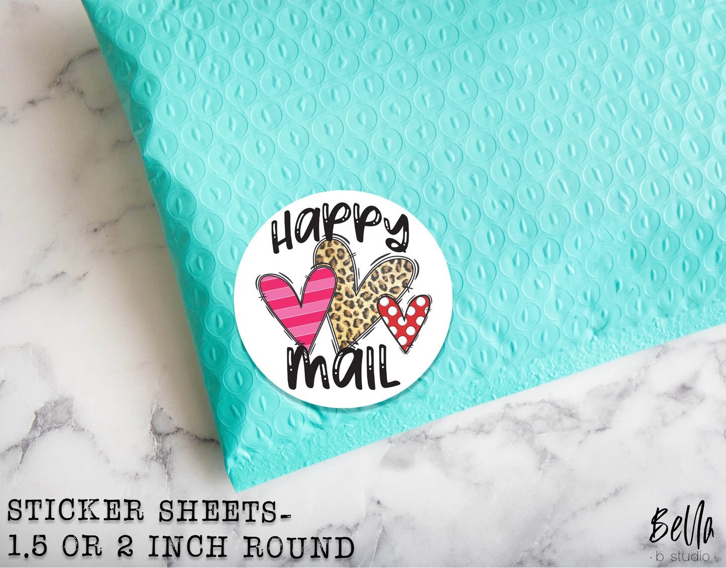 Valentine Happy Mail Sticker Sheet - Small Business Packaging Stickers