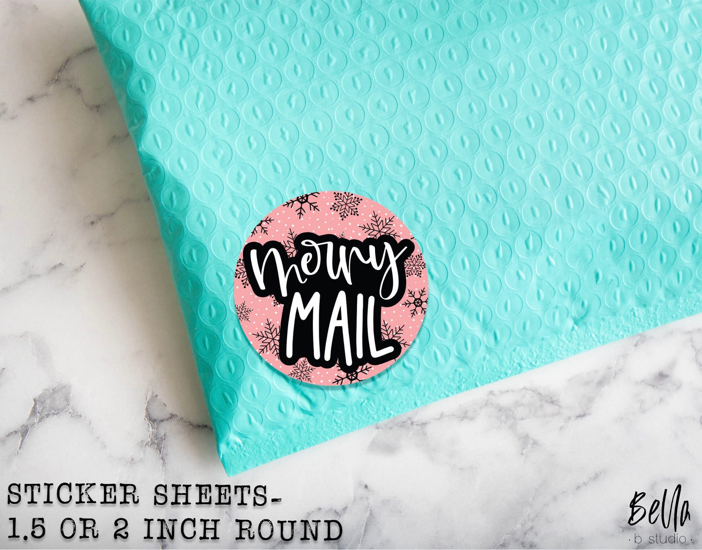 Merry Mail Sticker Sheet - Small Business Packaging Stickers