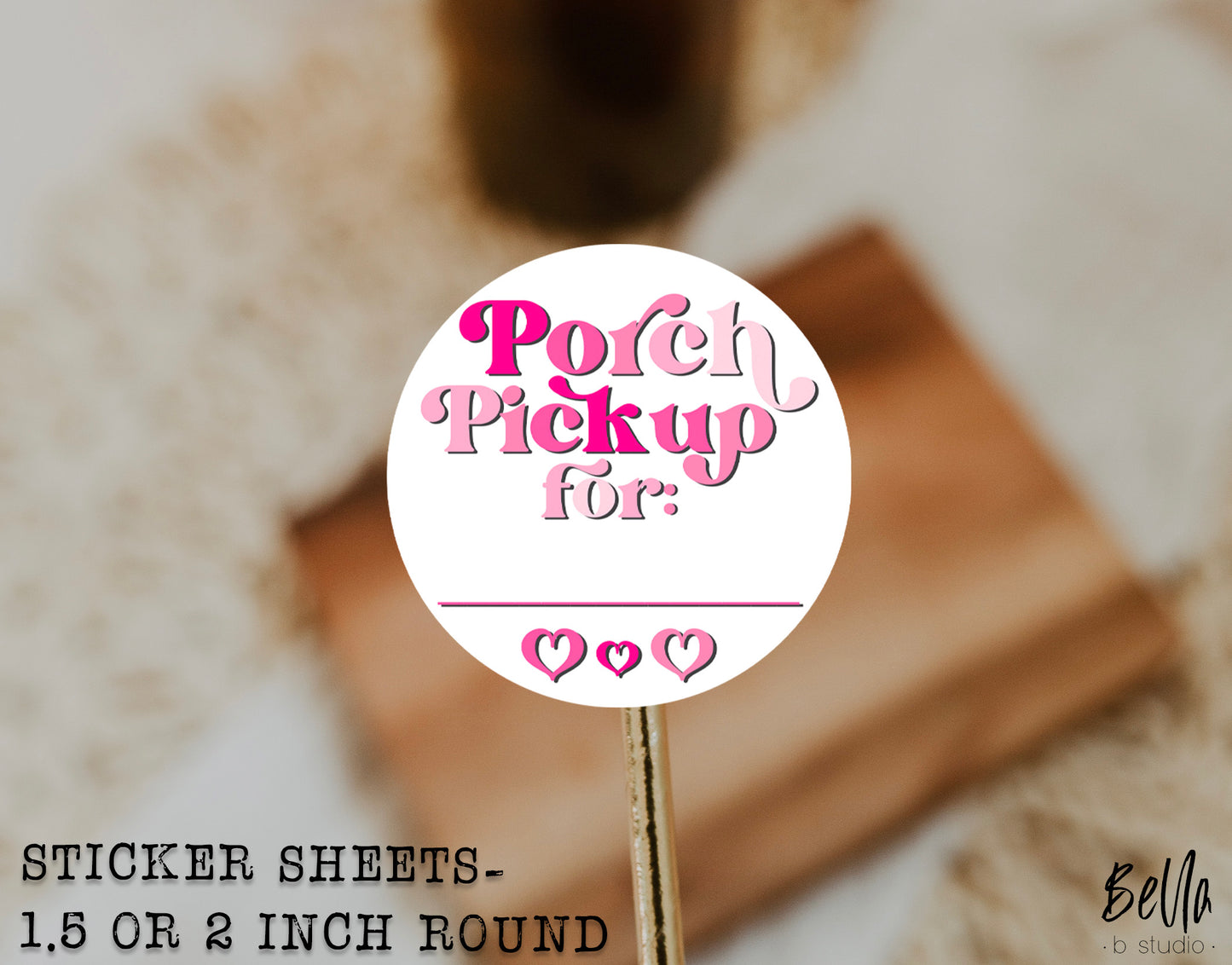 Pink - Porch Pickup Sticker Sheet - Small Business Packaging Stickers