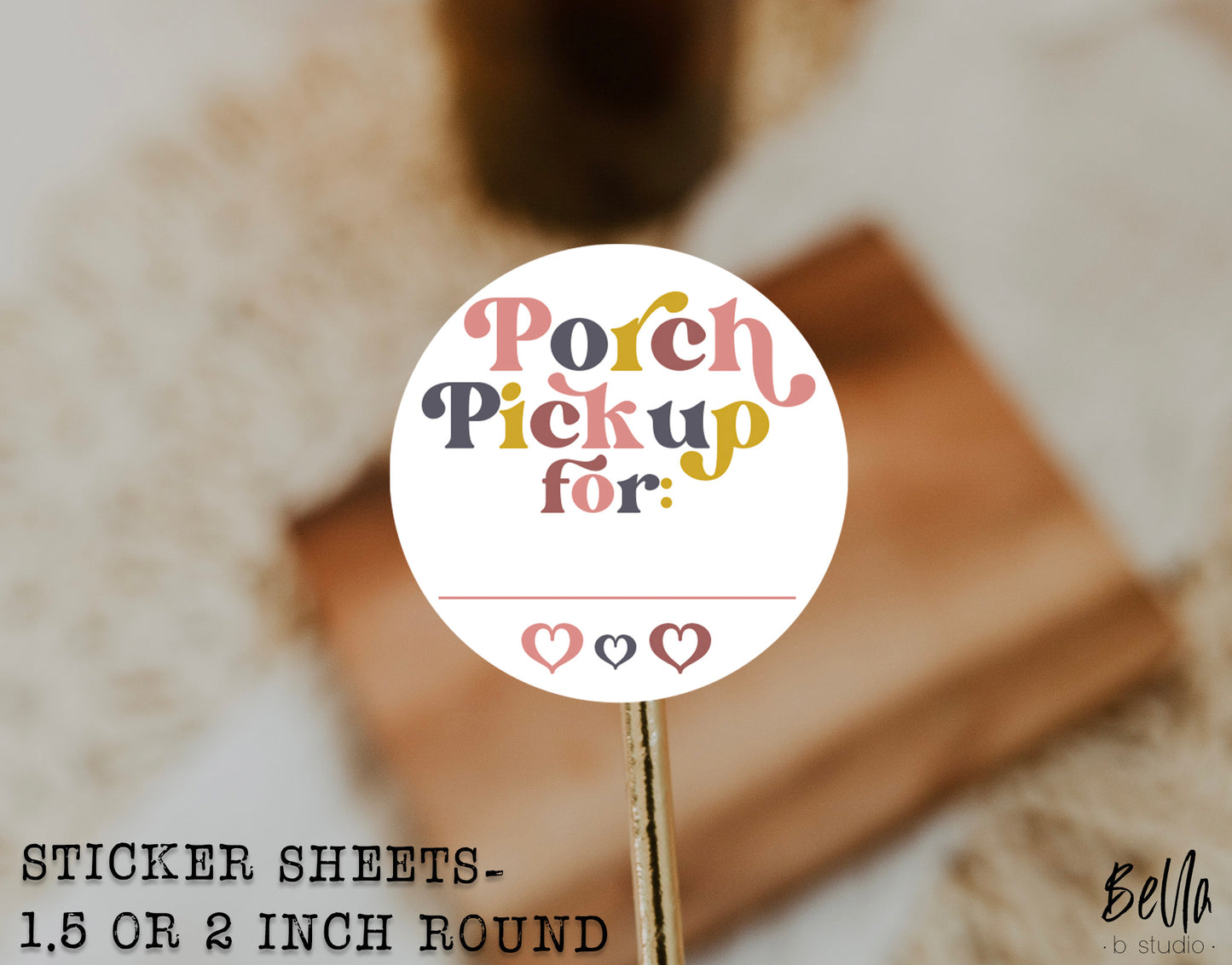 Retro - Porch Pickup Sticker Sheet - Small Business Packaging Stickers