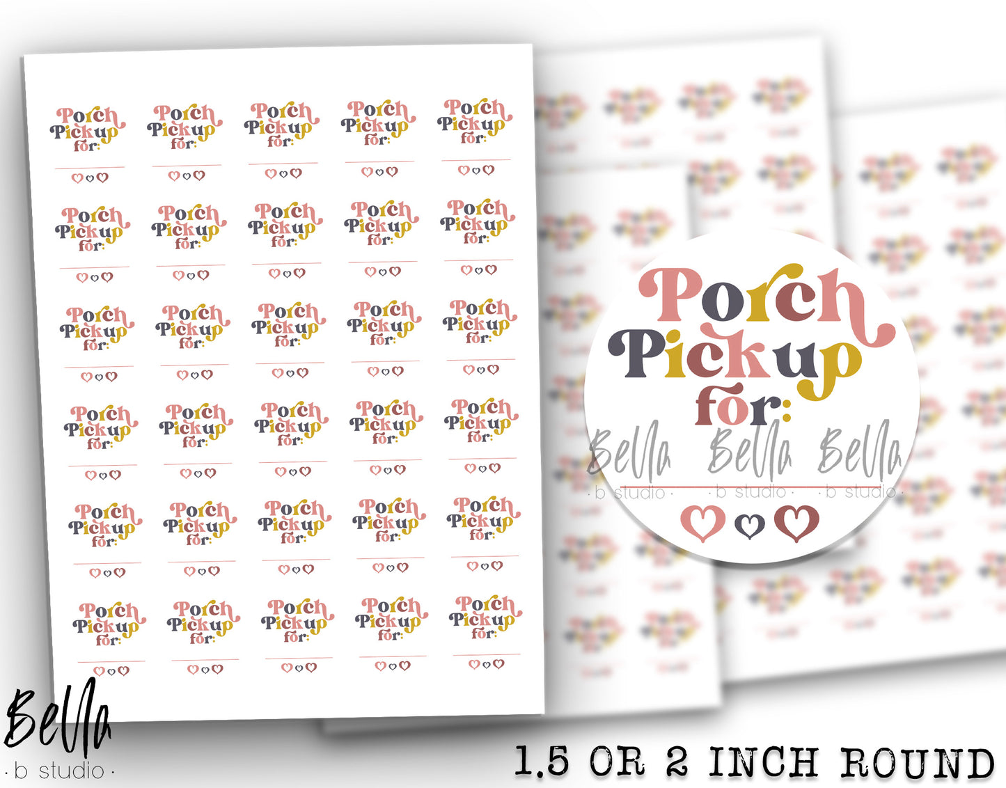 Retro - Porch Pickup Sticker Sheet - Small Business Packaging Stickers