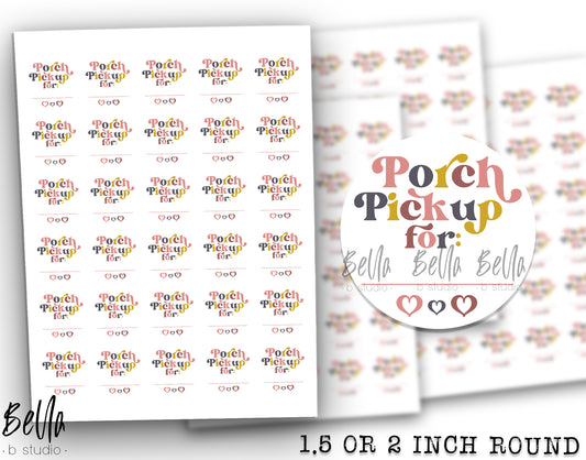 Retro - Porch Pickup Sticker Sheet - Small Business Packaging Stickers