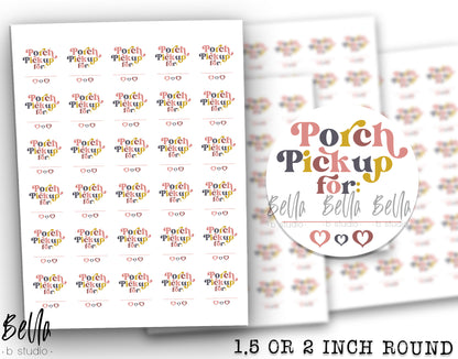 Retro - Porch Pickup Sticker Sheet - Small Business Packaging Stickers
