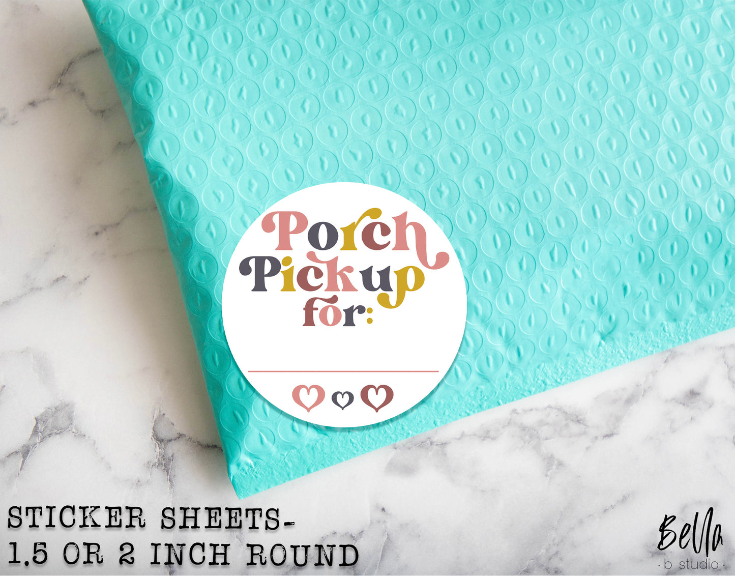 Retro - Porch Pickup Sticker Sheet - Small Business Packaging Stickers