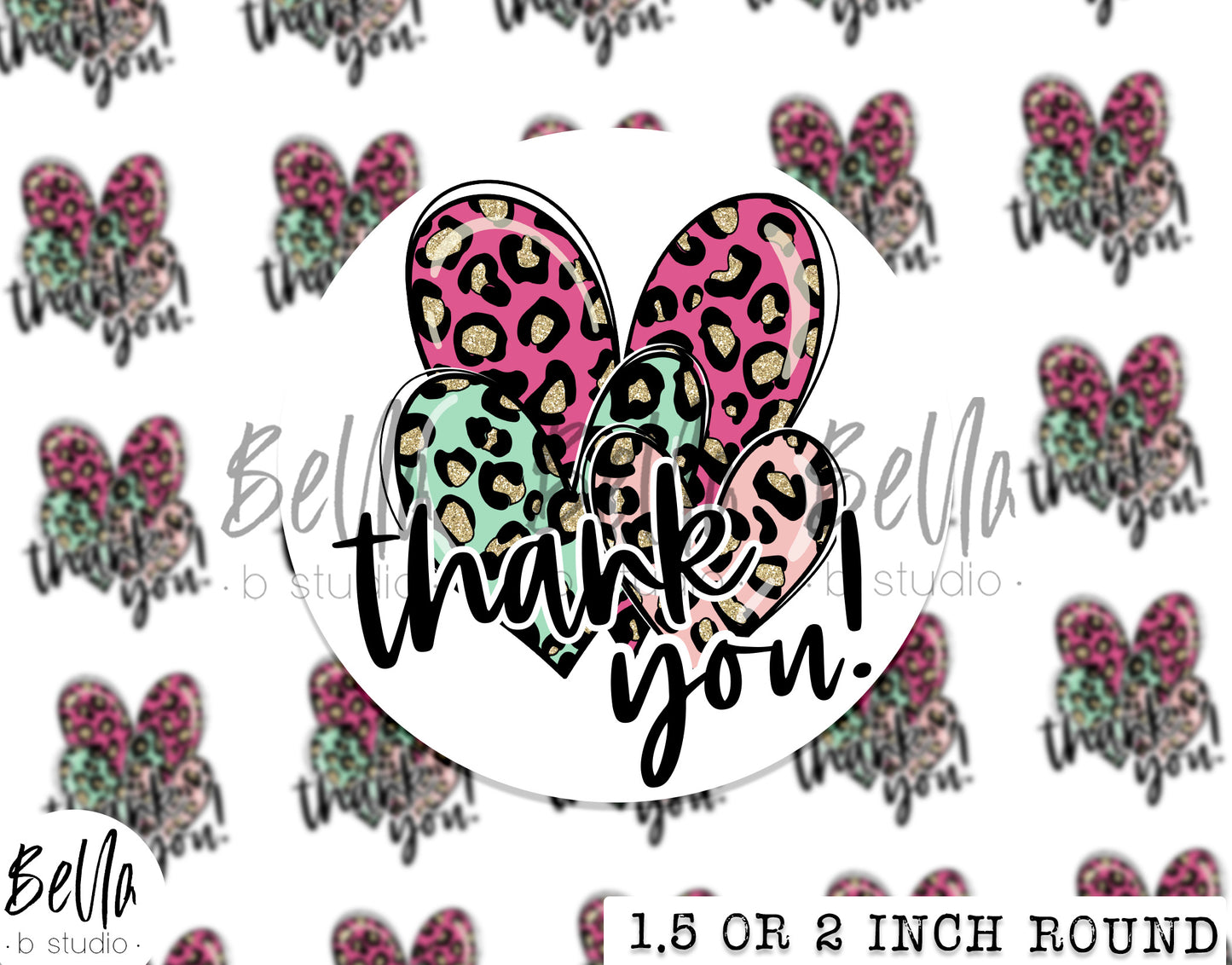 Bright Leopard Hearts THANK YOU Sticker Sheet - Small Business Packaging Stickers