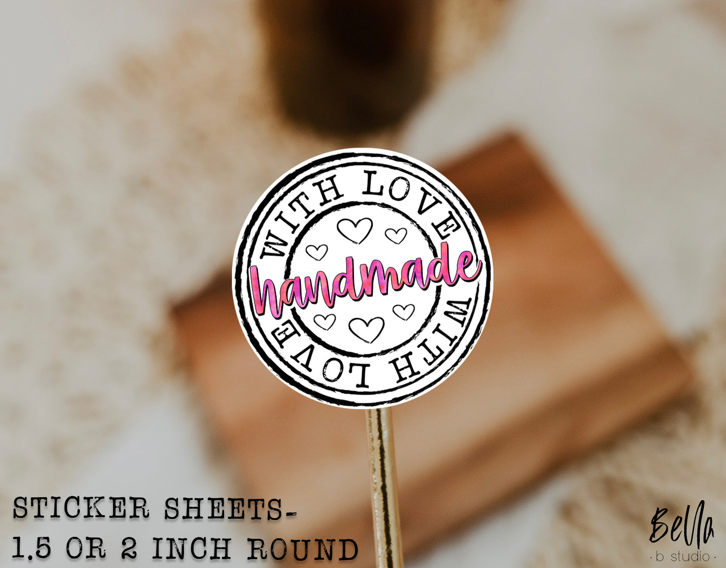 "Handmade With Love" Sticker Sheet - Small Business Packaging Stickers