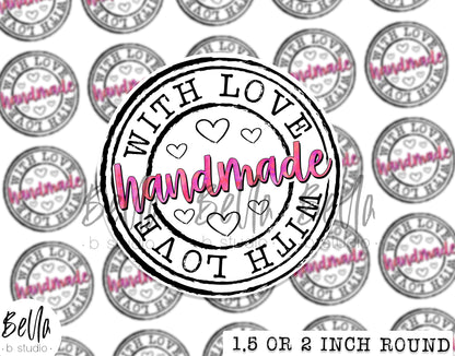 "Handmade With Love" Sticker Sheet - Small Business Packaging Stickers