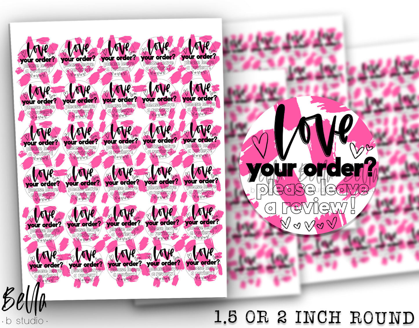 "Love Your Order? Leave A Review" Sticker Sheet - Small Business Packaging Stickers