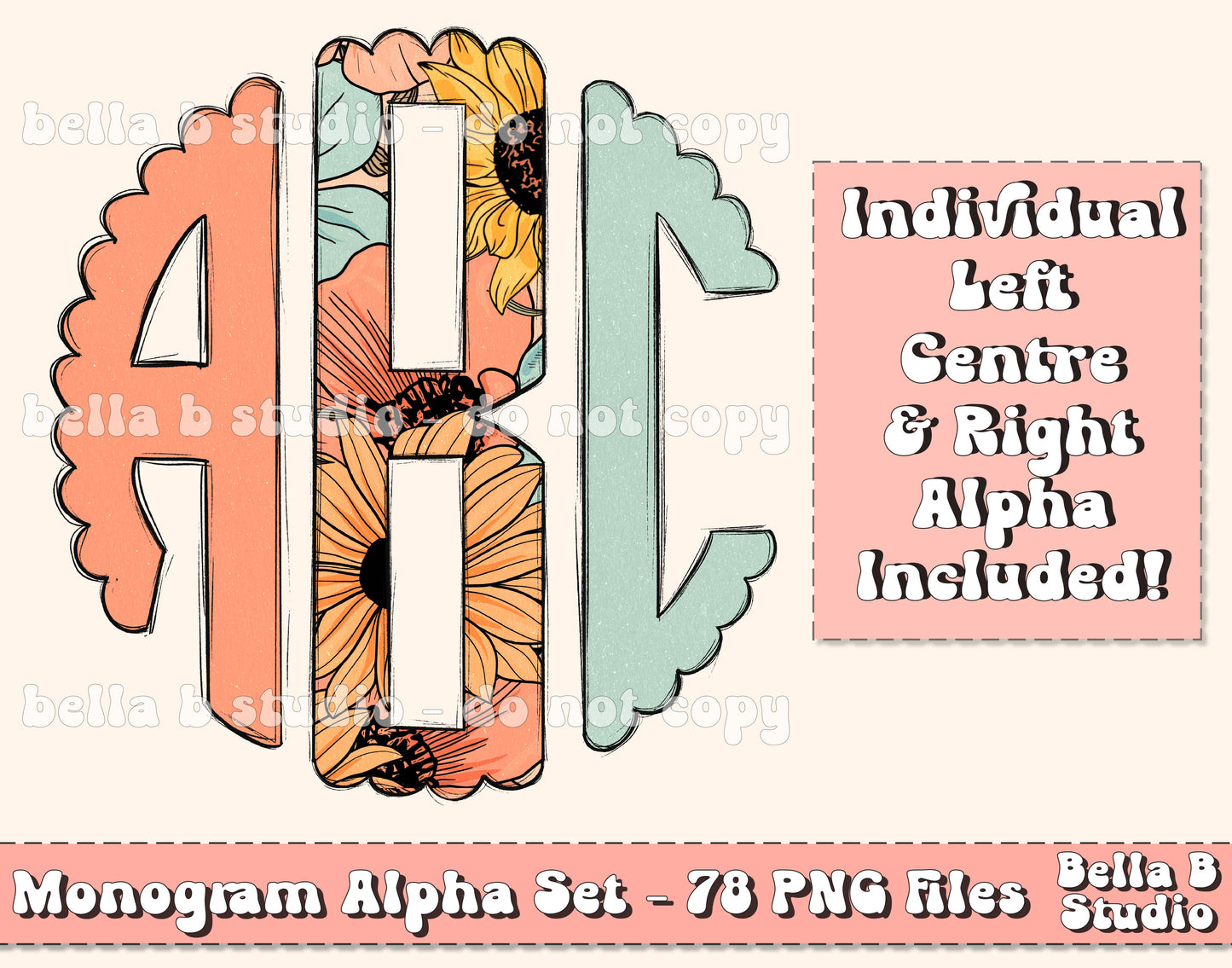 Sunflower Scalloped Monogram Alpha Set