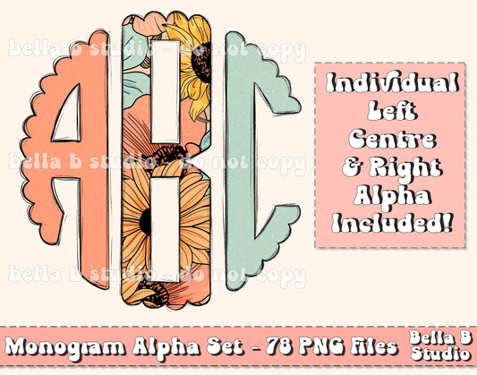 Sunflower Scalloped Monogram Alpha Set