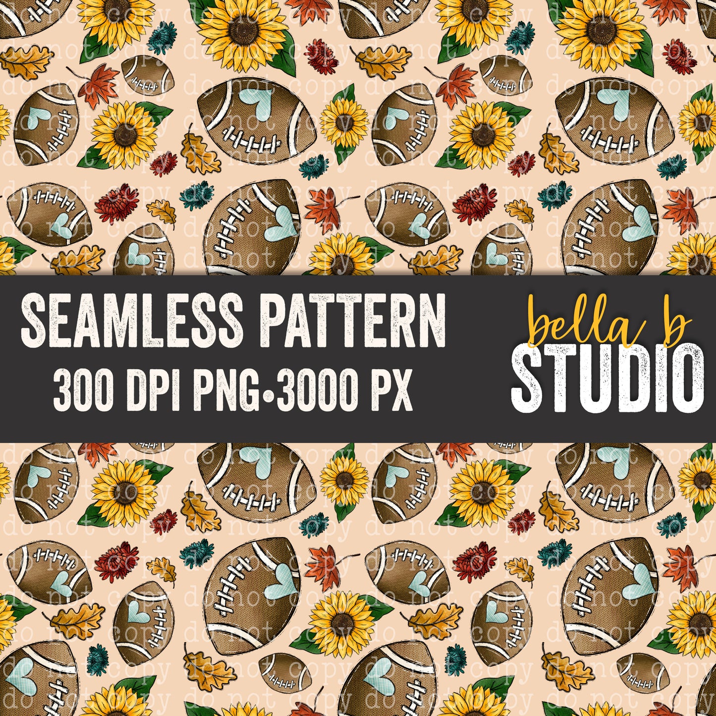 Fall Football and Sunflower Seamless Digital Paper