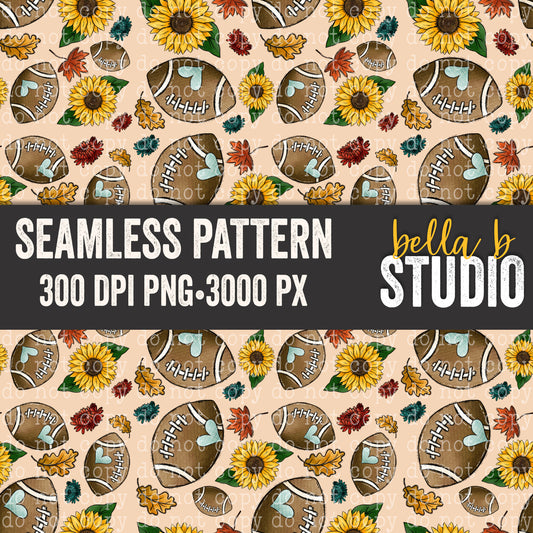 Fall Football and Sunflower Seamless Digital Paper