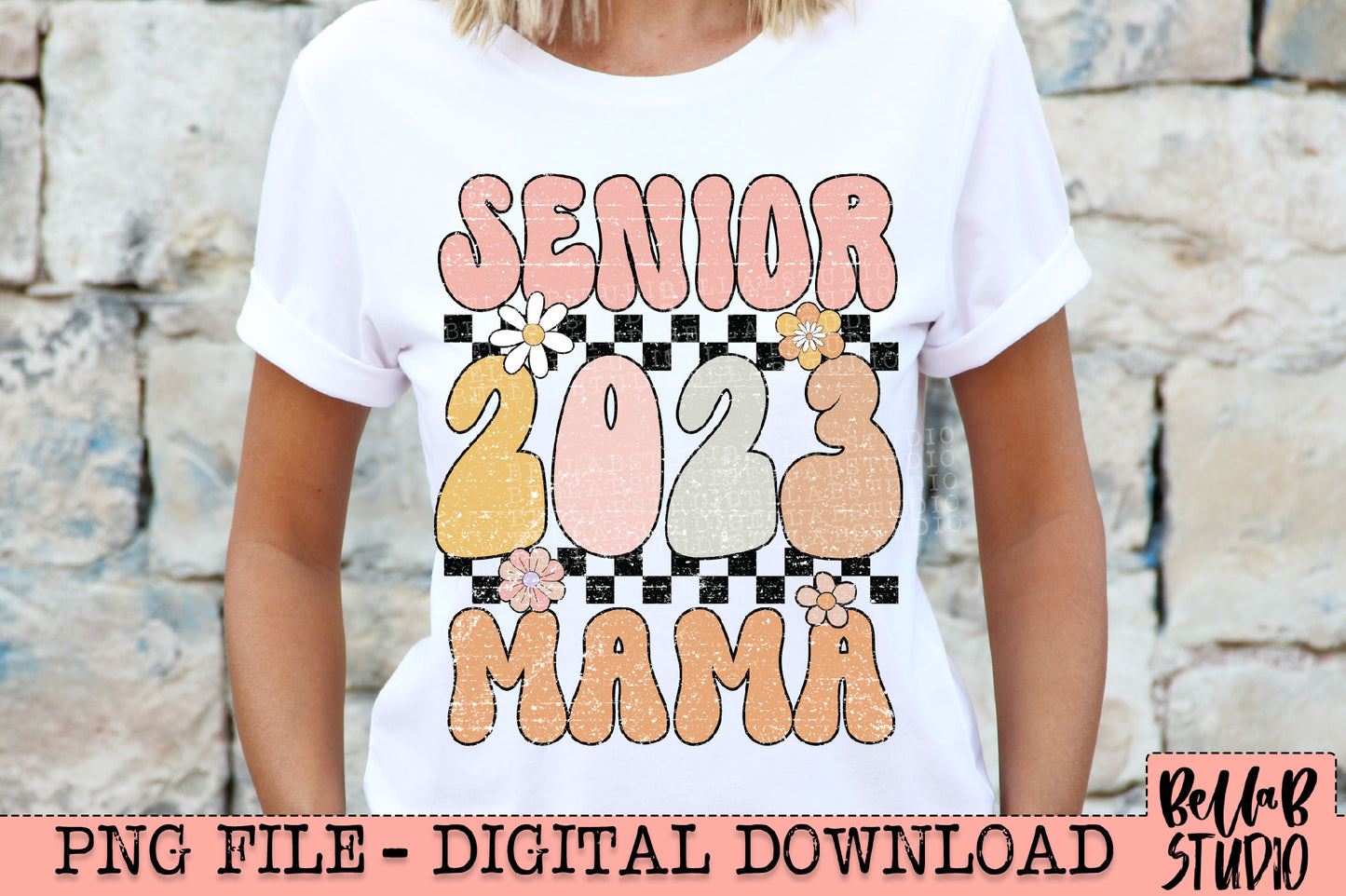 Retro Checkered SENIOR MAMA 2023 Sublimation Design