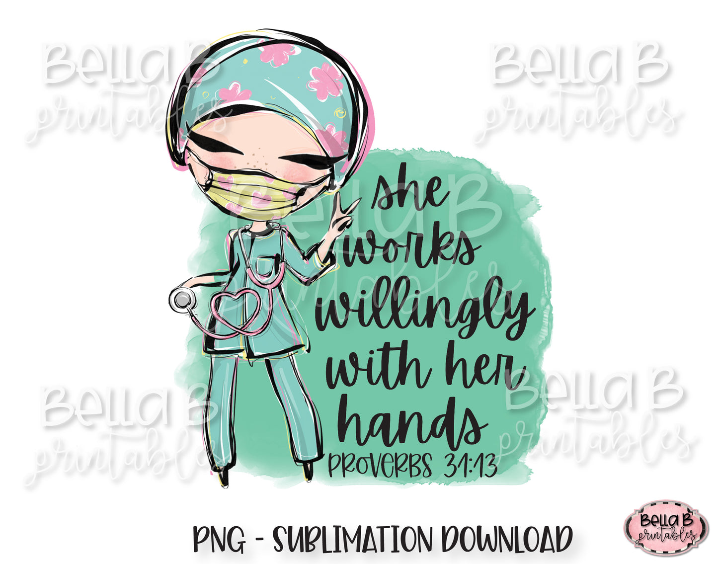 Registered Nurse Sublimation Design, She Works Willingly With Her Hands