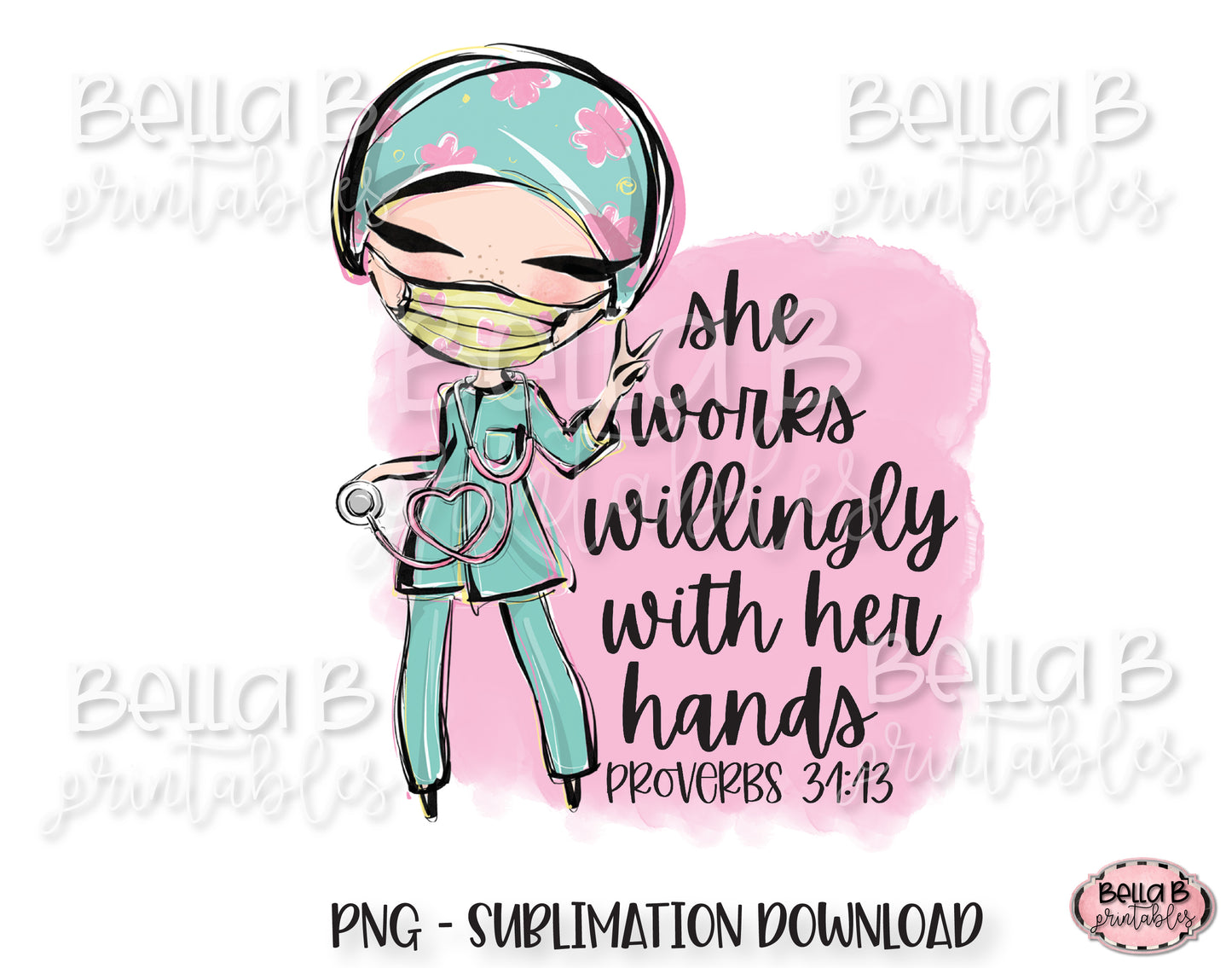 Registered Nurse Sublimation Design, She Works Willingly With Her Hands
