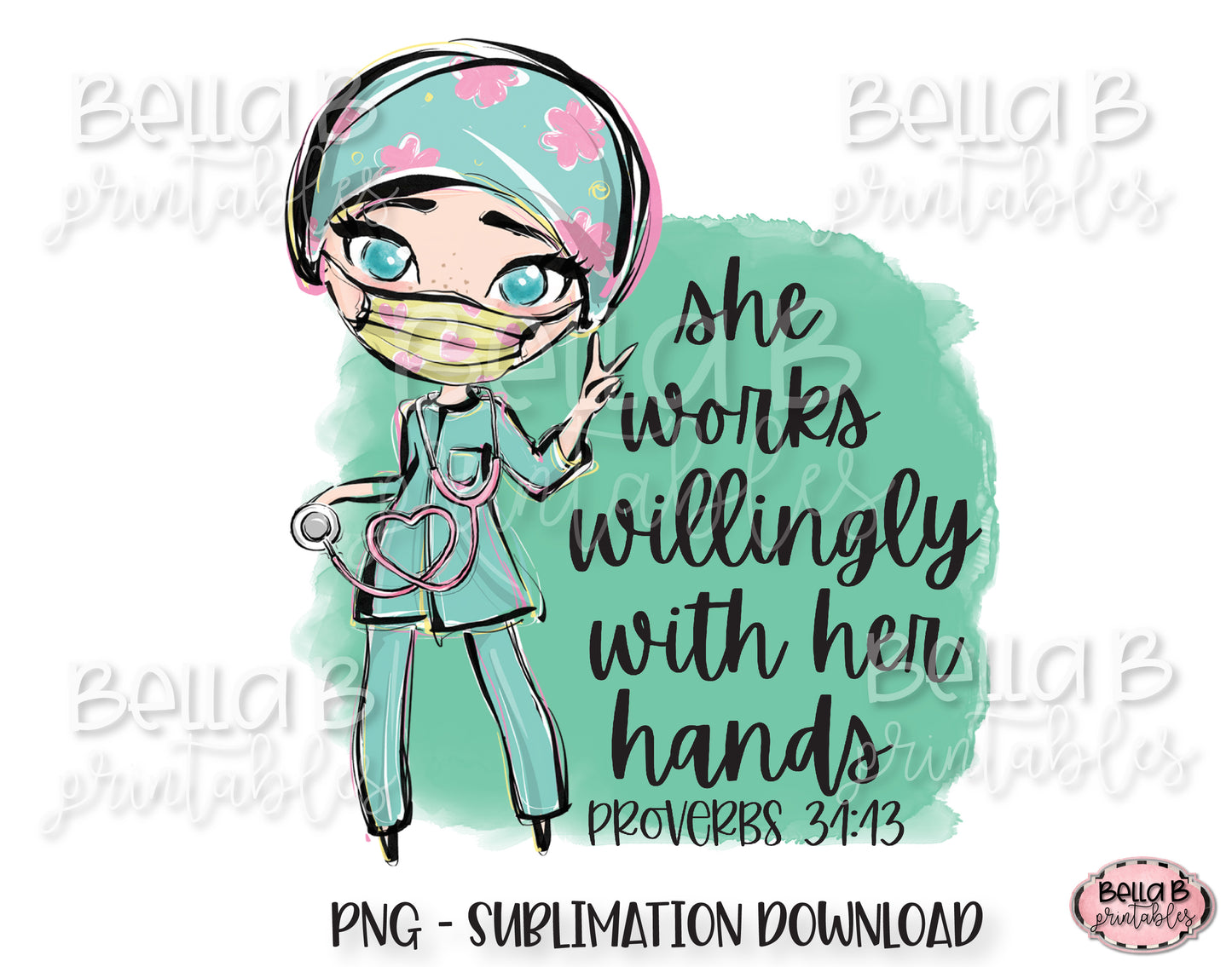 Registered Nurse Sublimation Design, She Works Willingly With Her Hands