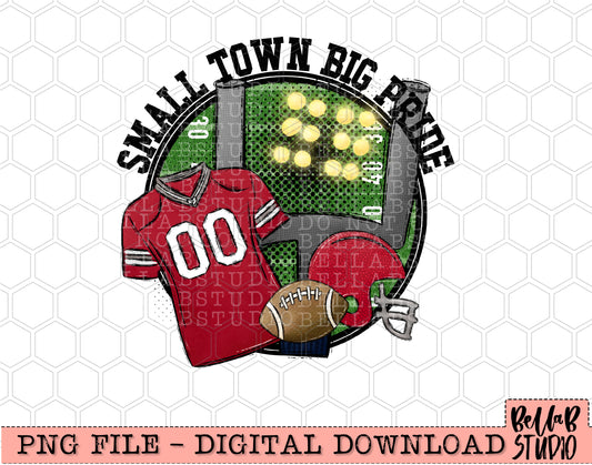 Small Town Big Pride Red Football PNG Design