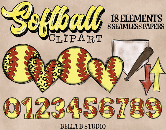 Softball Clipart/Elements Bundle