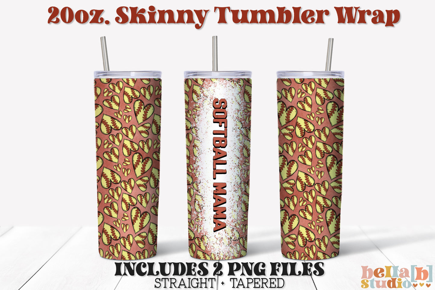 Softball Mama 20 oz Skinny Tumbler Design