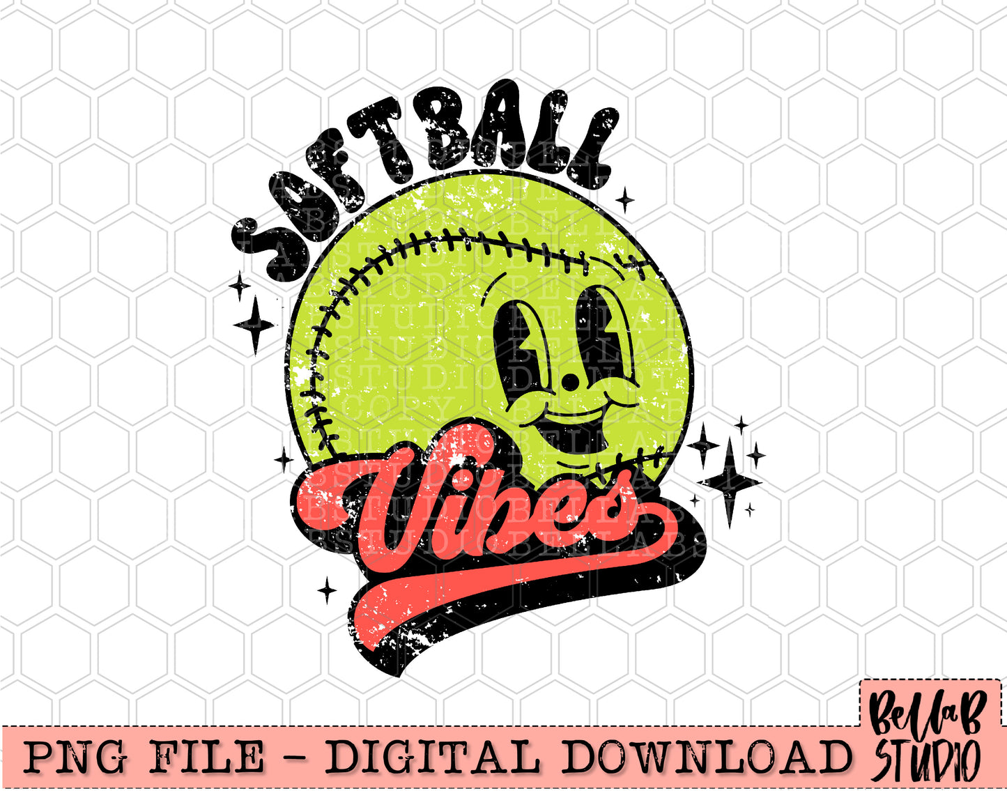 Softball Vibes Retro Mascot PNG Design