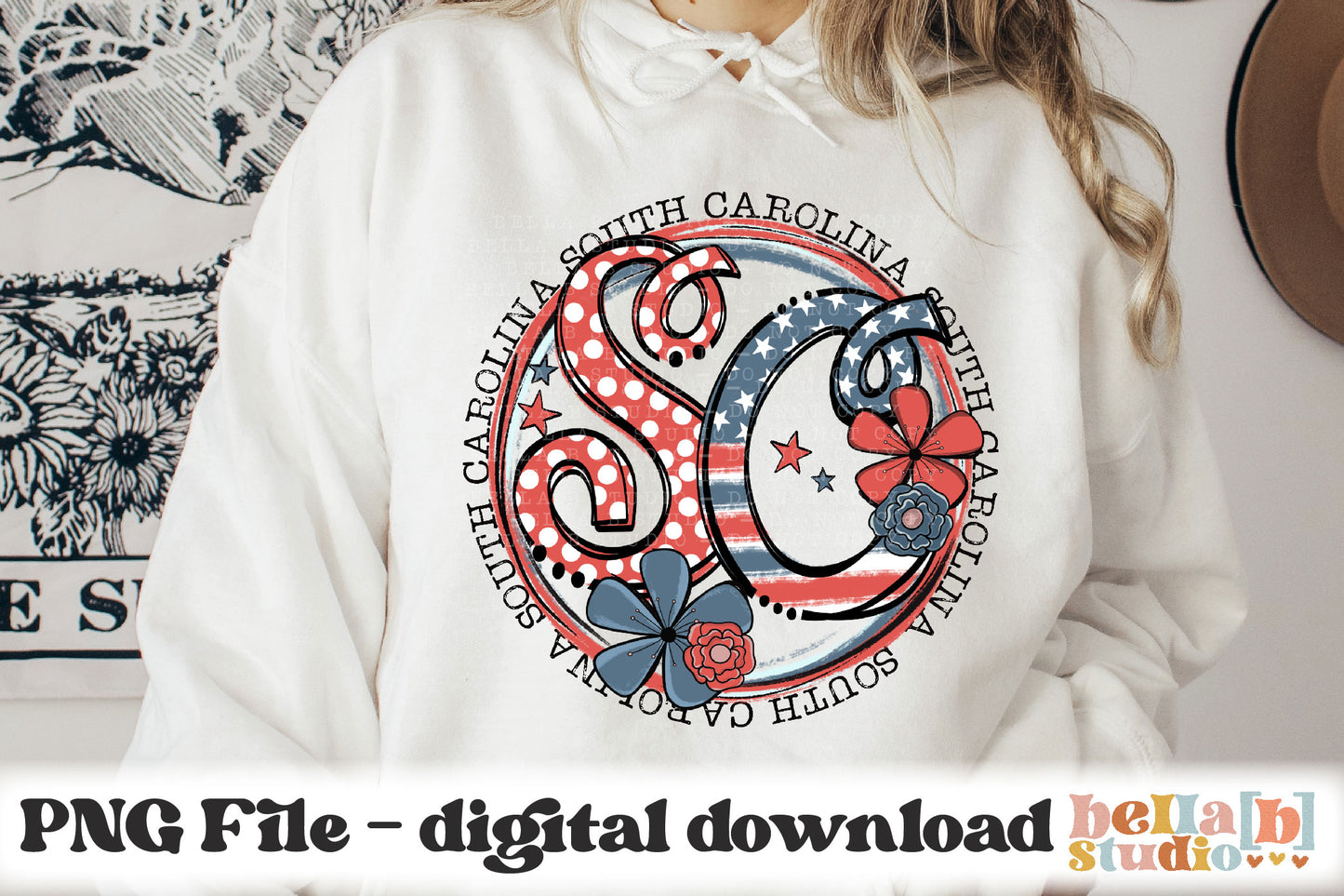 South Carolina Retro Flowers PNG Design