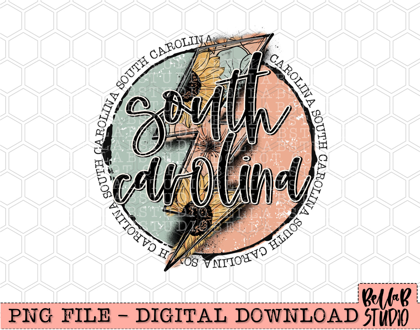 SOUTH CAROLINA Sunflower Bolt PNG Design