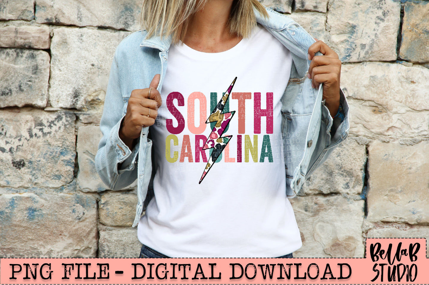 SOUTH CAROLINA Bright Leopard Bolt Sublimation Design