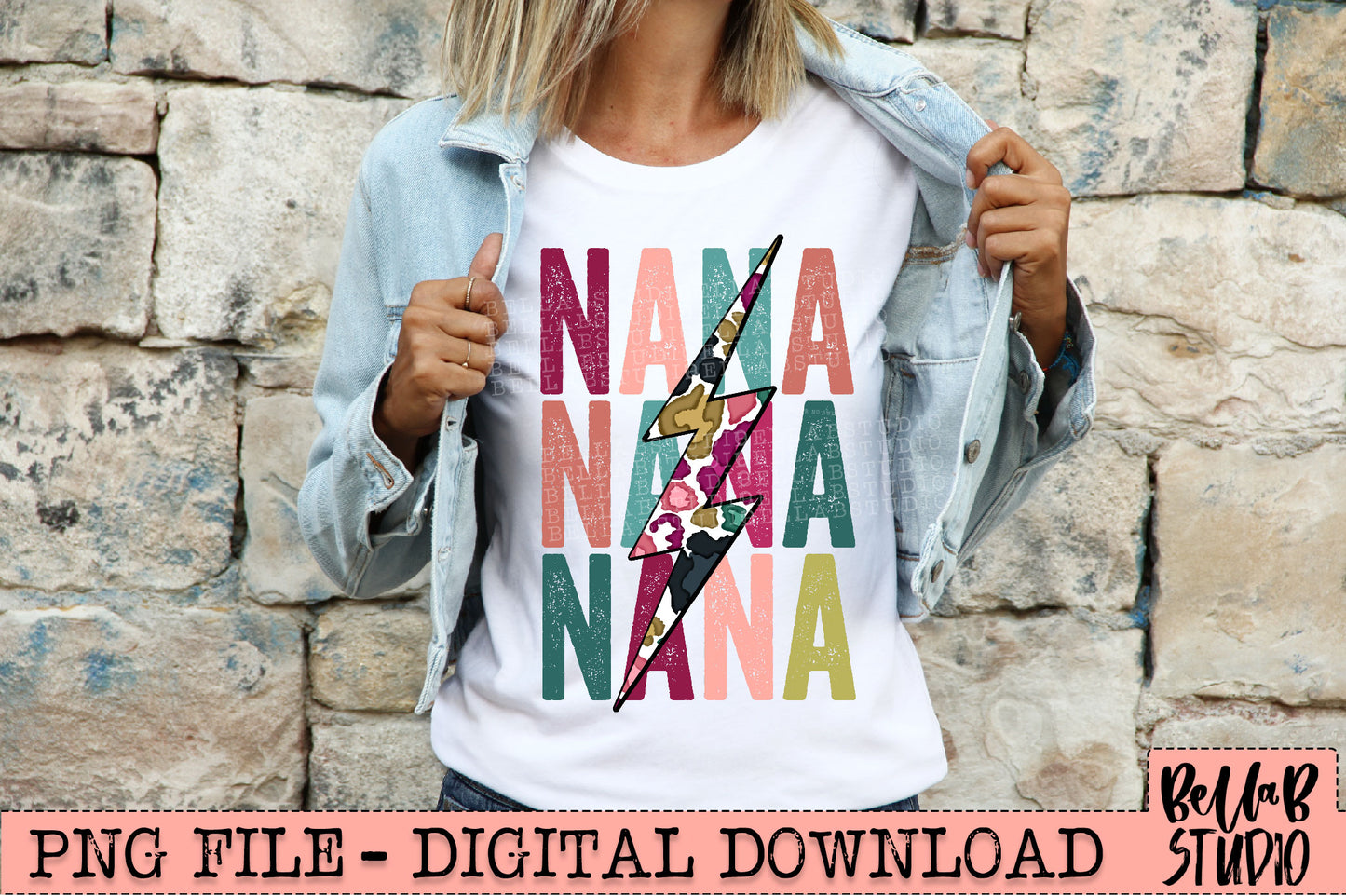 NANA Bright Leopard Bolt Sublimation Design