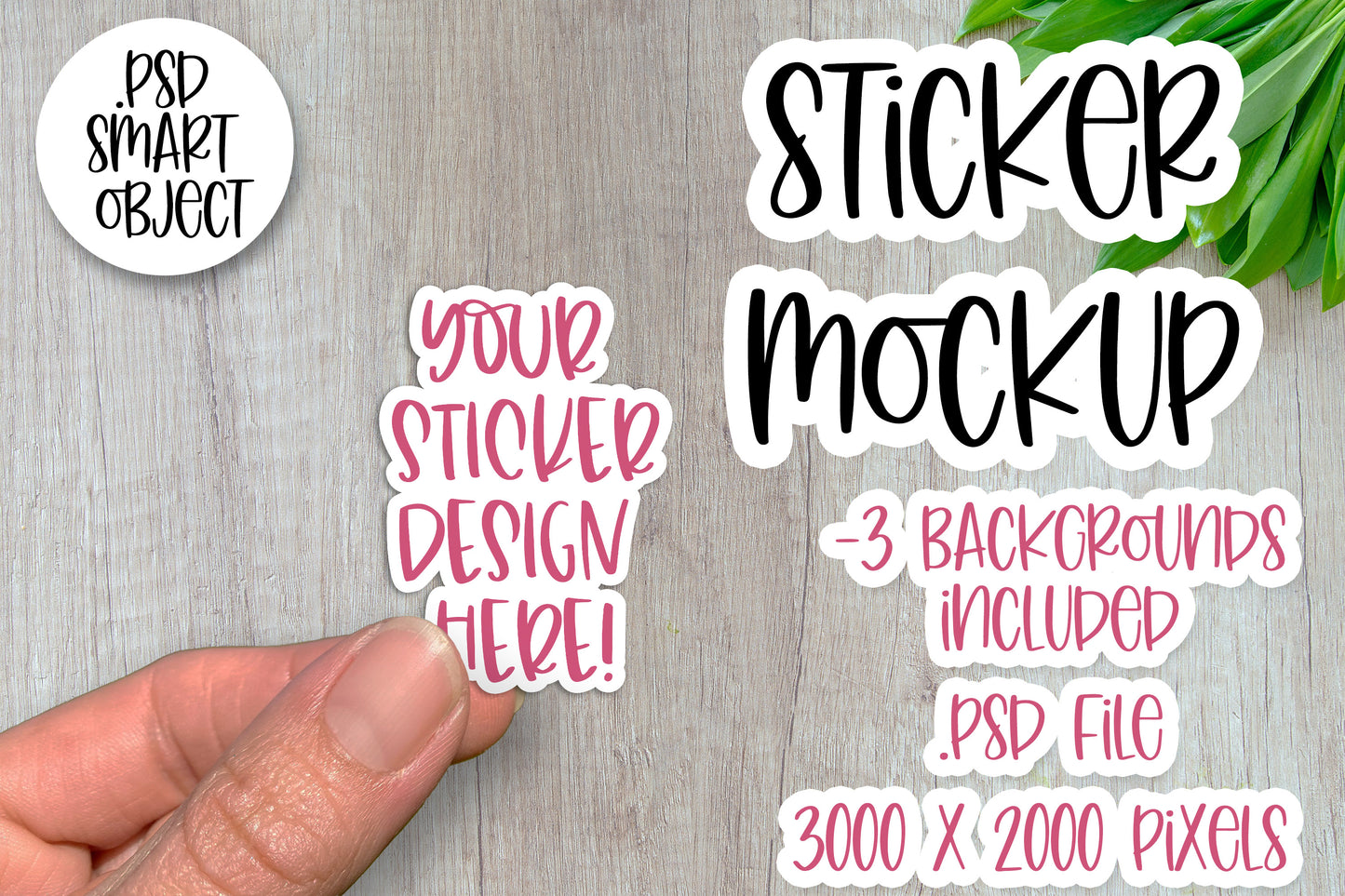 Sticker Mockup, Smart Object PSD, Vinyl Decal Mockup
