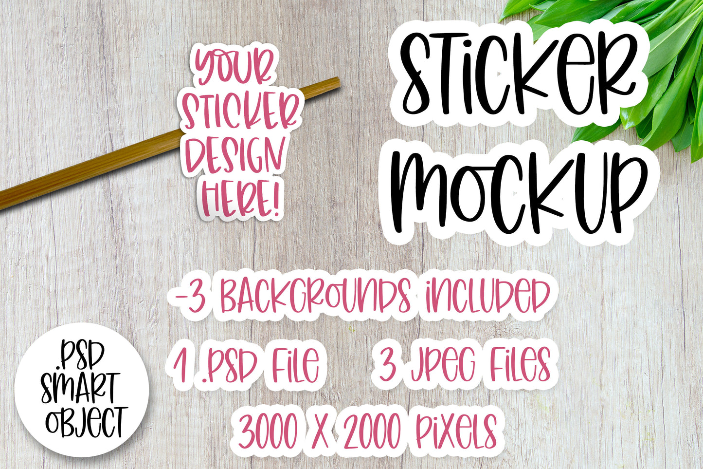 Sticker Mockup, Smart Object PSD, Vinyl Decal Mockup