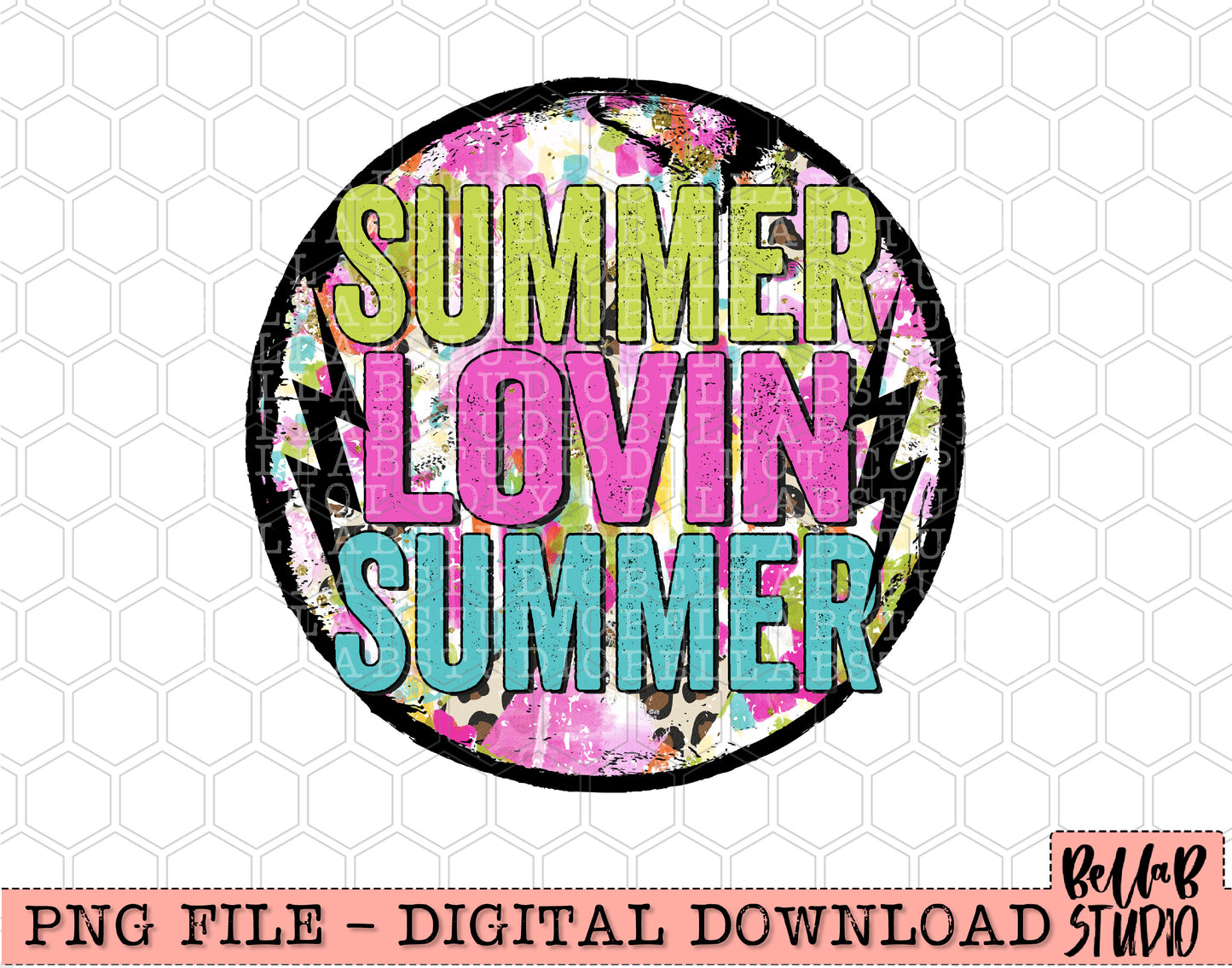 Summer Lovin Bright Bolts Sublimation Design