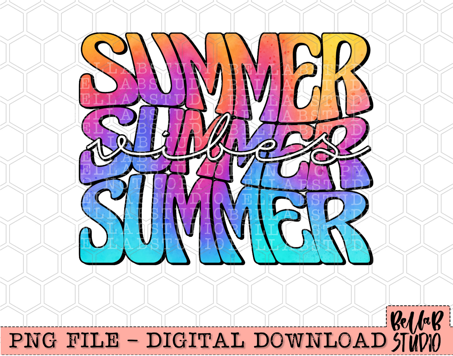 Retro Bright Summer Vibes Sublimation Design