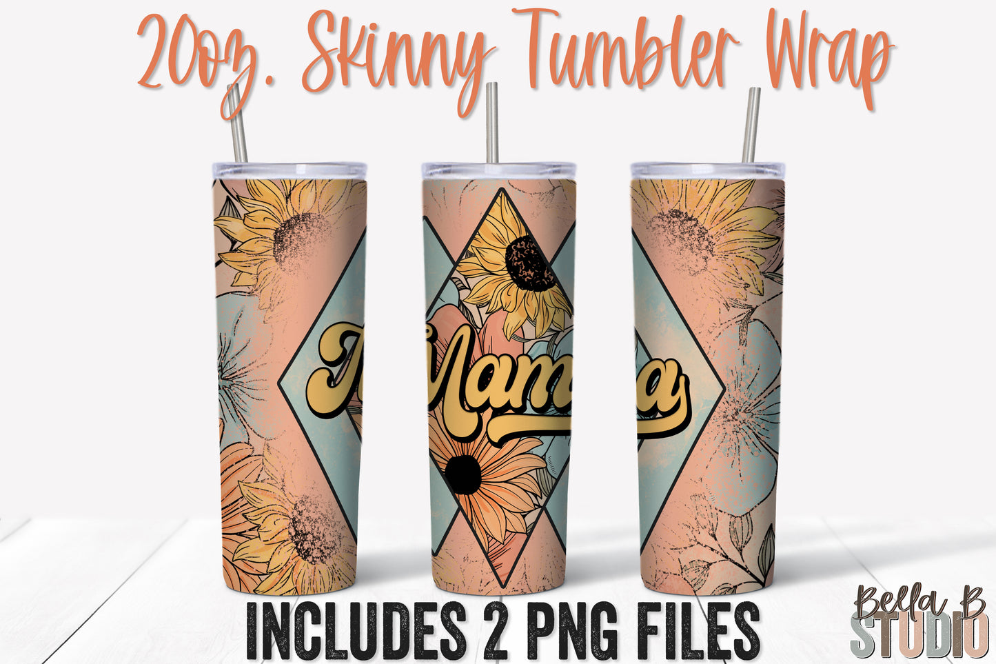 Mama Sunflower Diamonds 20 oz Skinny Tumbler Design