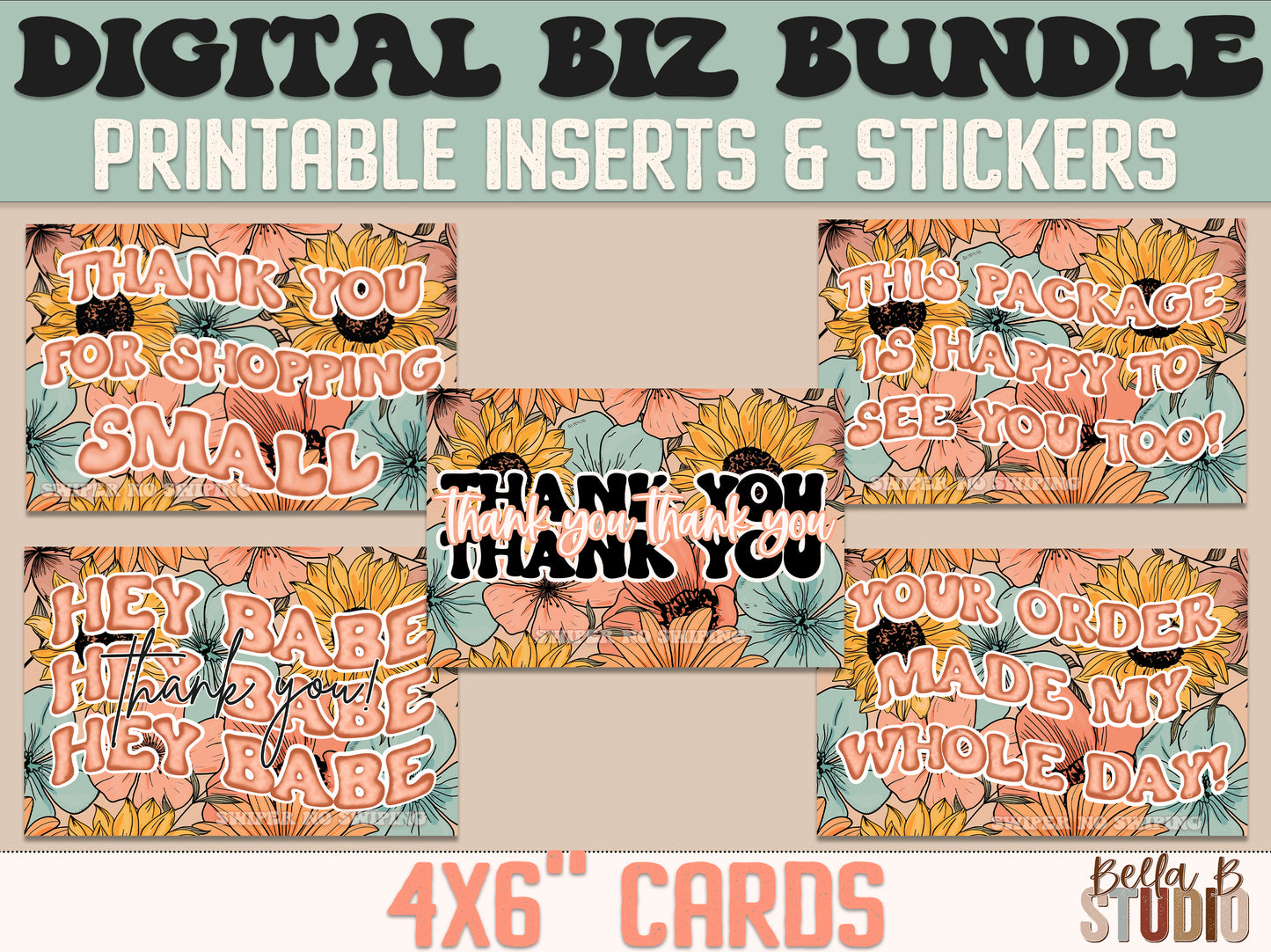 Retro Sunflower DIGITAL BIZ BUNDLE