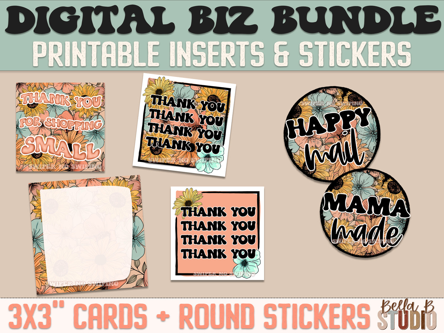 Retro Sunflower DIGITAL BIZ BUNDLE
