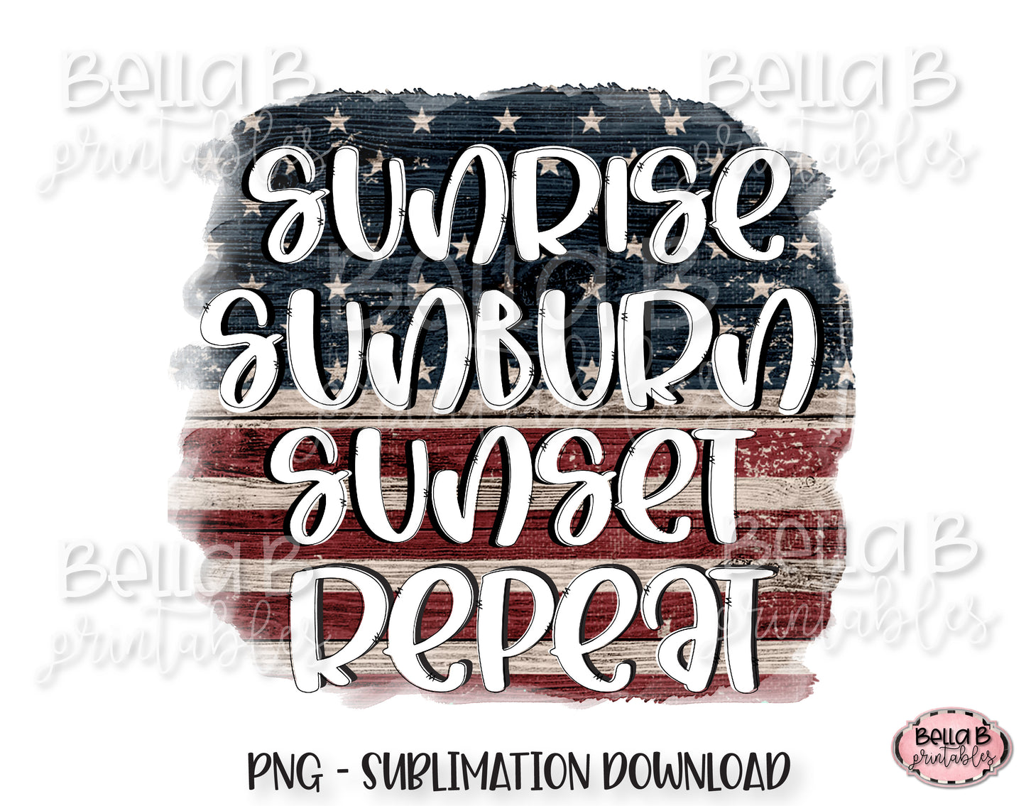 Sunrise Sunburn Sunset Repeat Sublimation Design, Summer Design