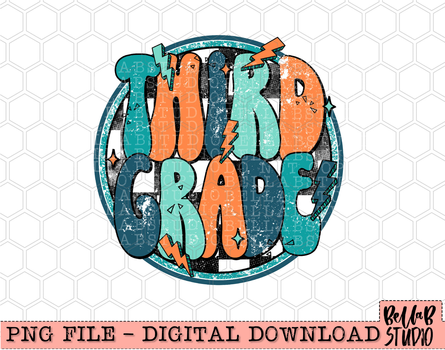 Retro Bolts Third Grade PNG Design