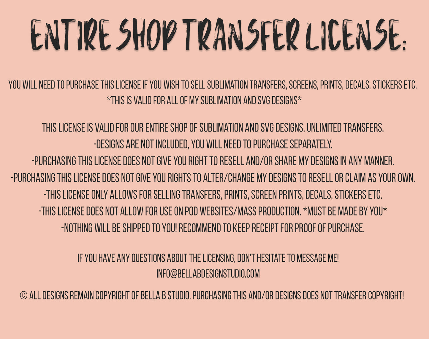 Entire Shop Sublimation Transfer Use License